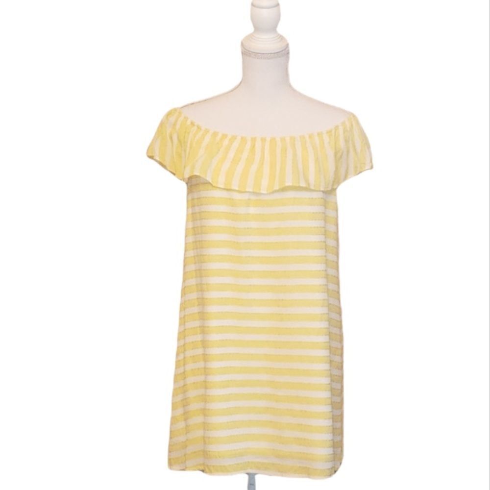 Copper Key Off The Shoulder Stripped Dress